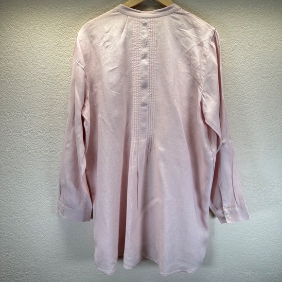 J Jill Love Linen Pintucked  Linen Tunic Top Coastal Minimalist Lagenlook Beach - Picture 12 of 13